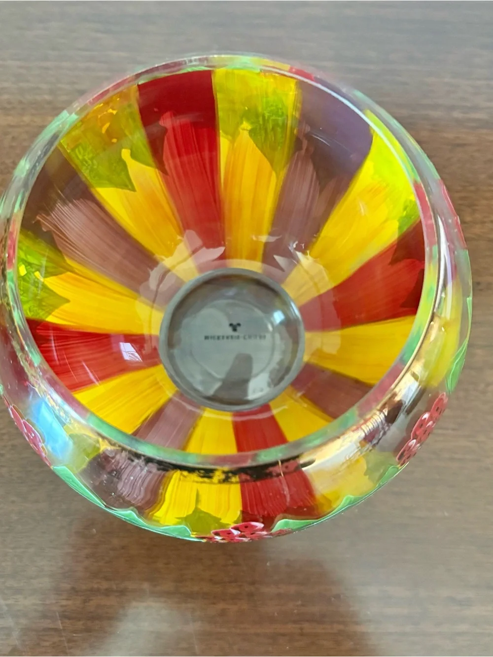 Mackenzie Childs Hand-Painted Holiday Glass Candle holder/Candy  Size Large